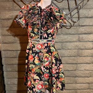 Vibrant Floral Mini Dress in Black